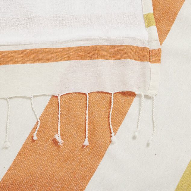 Fouta de plage 1 personne doubl&eacute;e &eacute;ponge bayad&egrave;re rayures color&eacute;es 90x170cm