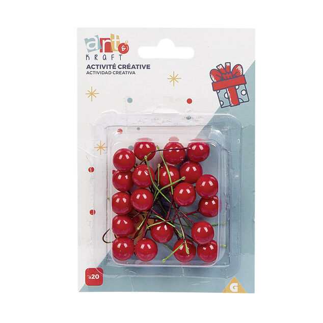 Baie déco houx rouge x20