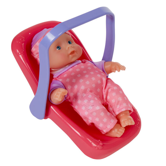 Poupon avec siège auto rose et violet