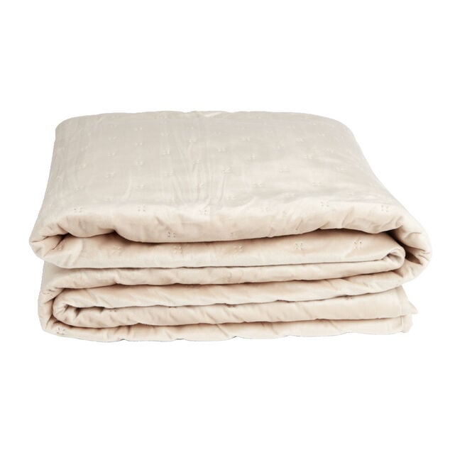 Couvre lit 2 personnes velours en pinsonic 220x240cm beige ou marron