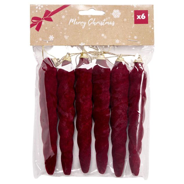 Stalactite floqu&eacute;e x6 &agrave; suspendre (2 mod&egrave;les)