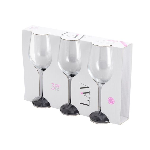 Verre &agrave; vin x3 avec pied gris fum&eacute; 39,5cl