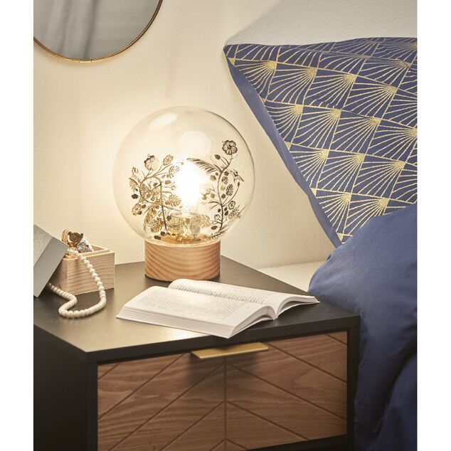 Lampe boule &agrave; poser int&eacute;rieur forme feuillage dor&eacute;