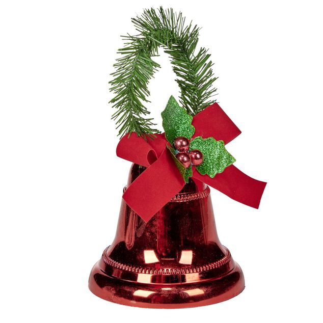 Cloche de No&euml;l rouge &agrave; suspendre H19cm