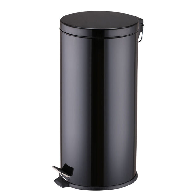 Poubelle ronde p&eacute;dale noir 30L