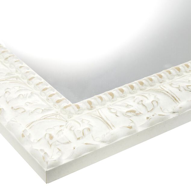Miroir rectangulaire cadre moulure blanc 38x140cm
