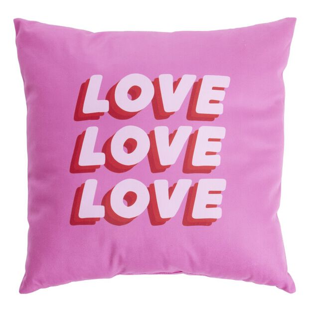 Coussin carr&eacute; th&egrave;me amour rouge et rose 40x40cm (3 mod&egrave;les)