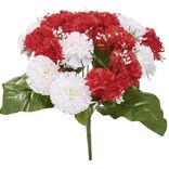 Bouquet d'oeillets et gypsophiles rouge