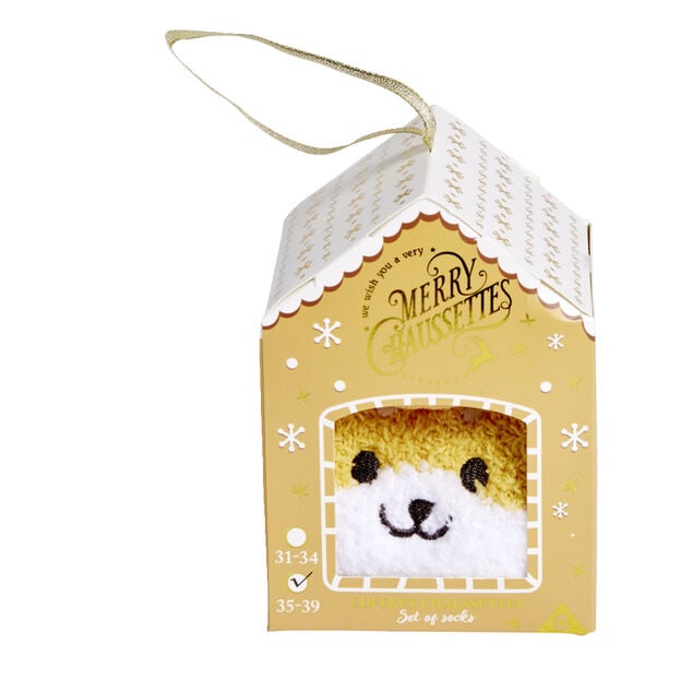 Chaussettes corgi mixte blanc et orange TU