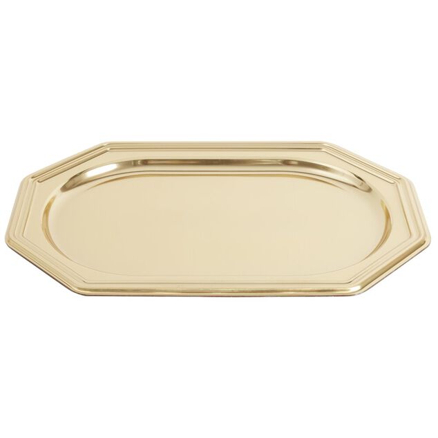 Plateau de pr&eacute;sentation octogonal X3 pcs L46X31X&eacute;p.3 cm dor&eacute;