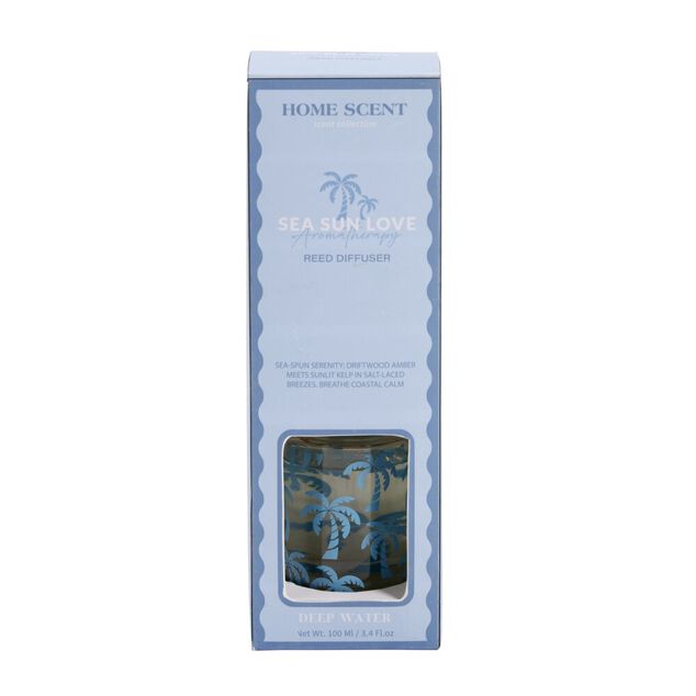 Diffuseur &agrave; b&acirc;tonnets 100ml motif bord de mer bleu &Oslash;2,5xH9,5cm (2 mod&egrave;les)