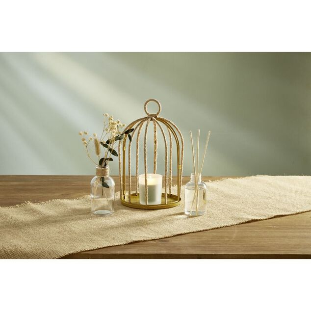 Coffret senteur cage corde fleur séchée eucalyptus Ø14xH24cm