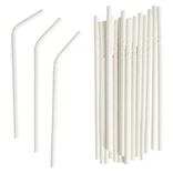 Paille papier coud&eacute;e blanche x20 - &Oslash;0,6 x H19,7cm