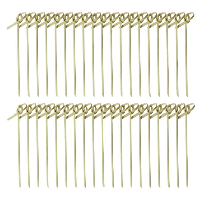 Pique ap&eacute;ritif bambou x40 extr&eacute;mit&eacute; nou&eacute;e H10,5cm
