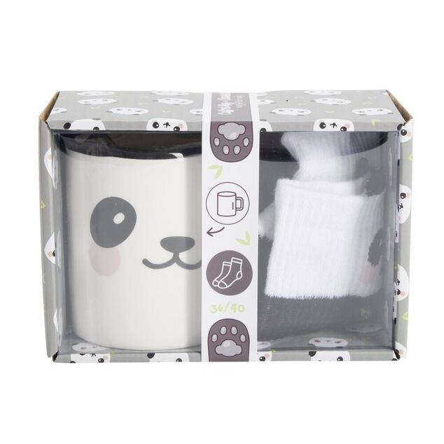 Mug céramique avec chaussettes coton motif animaux kawaii T36/40 (2 modèles)