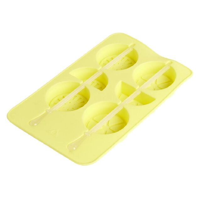 Moule &agrave; gla&ccedil;on brochette forme citron-silicone jaune 18,3x11,4xH1,5cm