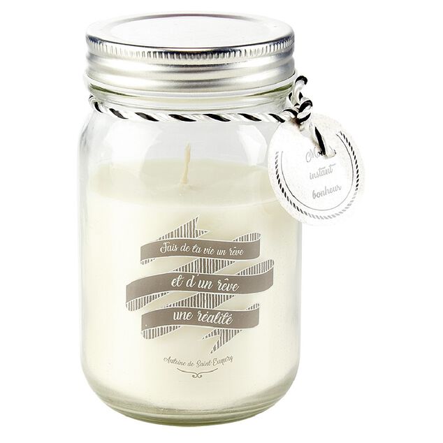 Bougie parfum&eacute;e dans bocal en verre avec message