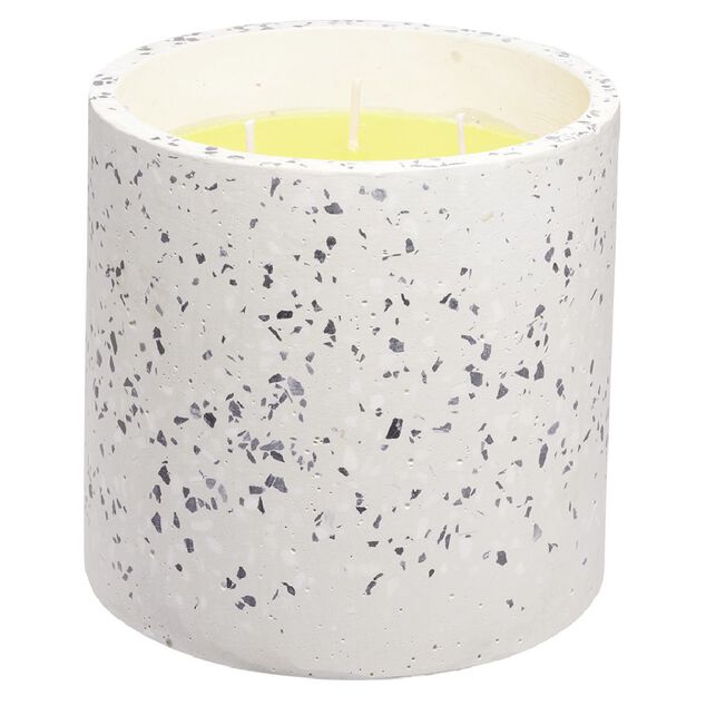 Bougie citronnelle 3 m&egrave;ches design terrazzo &Oslash;15xH14cm