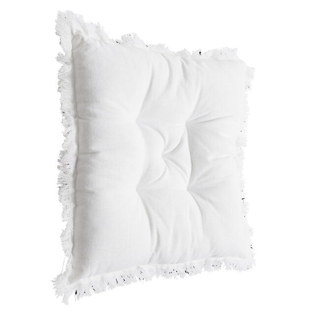 Galette de chaise carr&eacute;e &agrave; franges 40x40cm (3 mod&egrave;les)