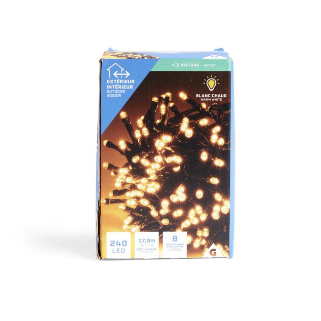 Guirlande lumineuse extérieur 240LED blanc chaud 17,9m