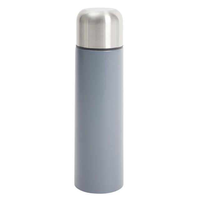 Bouteille isotherme thermos inox 500ml avec tasse int&eacute;gr&eacute;e gris fonc&eacute; &Oslash;7xH24cm