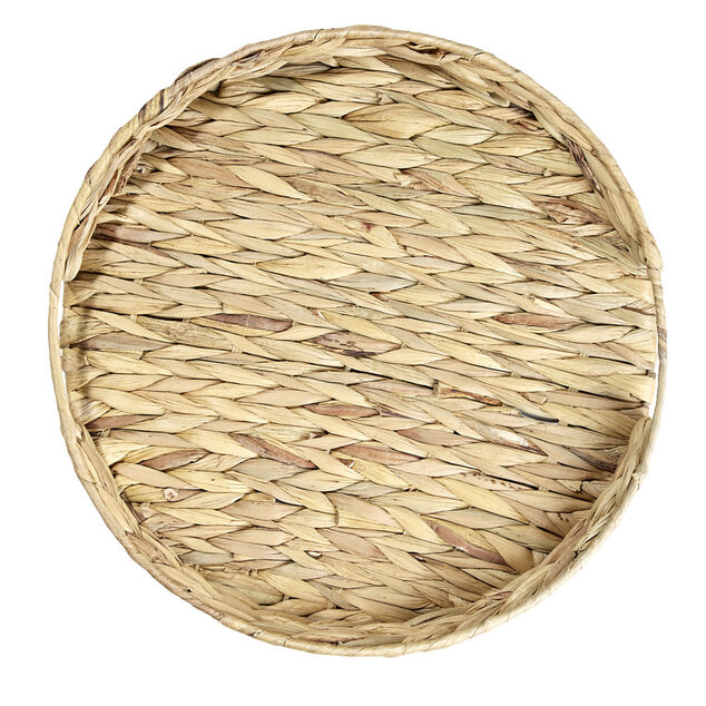 Plateau rond naturel en jacinthe tressée Ø35xH5cm
