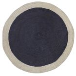 Tapis rond en jute noir et bord naturel