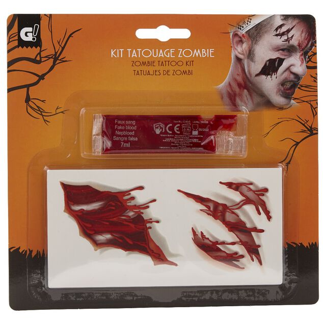 Kit tatouage zombie Halloween (4 mod&egrave;les)