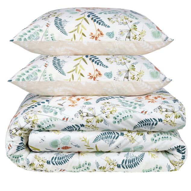 Parure de lit 2 personnes 240x220cm coton fleuri (2 mod&egrave;les)