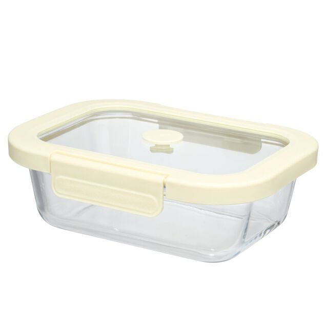Bo&icirc;te de conservation verre et plastique blanc 650ml