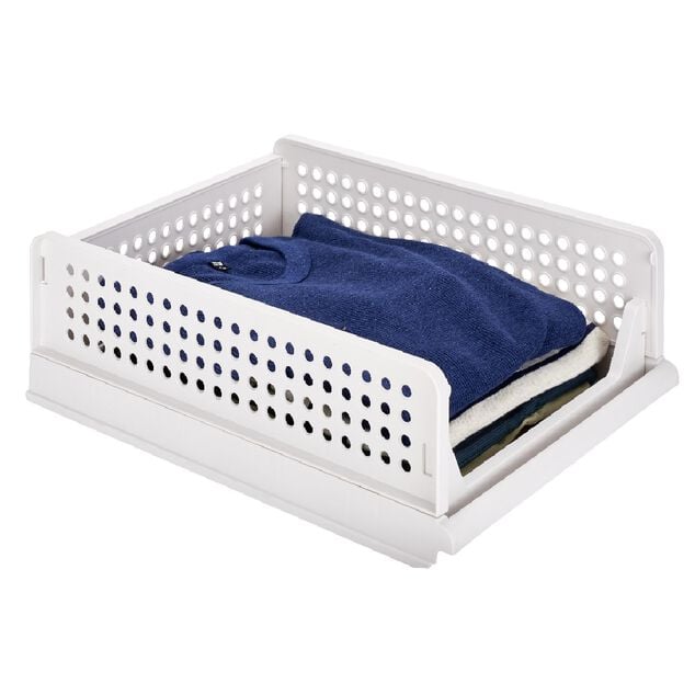 Rangement dressing superposable coulissant blanc petit mod&egrave;le