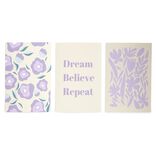 Lot de 3 affiches papier violet et beige 10x15cm