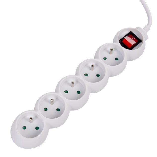Bloc multiprise blanc interrupteur 5 prises