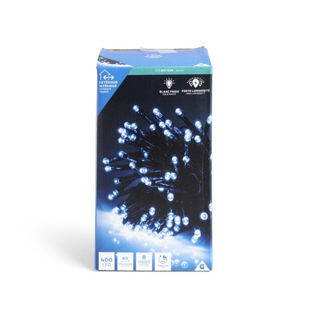 Guirlande lumineuse ext&eacute;rieur cluster 400LED blanc froid 8m