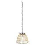 Suspension solaire effet rotin tress&eacute; quadrillage ajour&eacute; &Oslash;22xH110cm