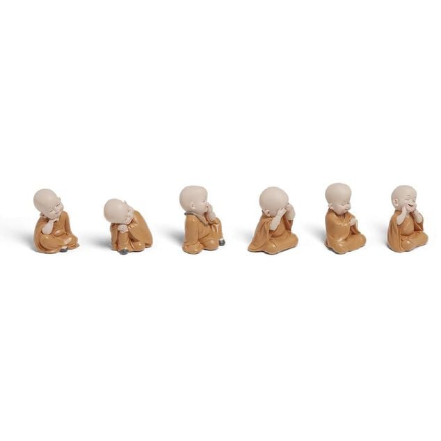 Figurine Bouddha moine polyr&eacute;sine assis - 6 postures