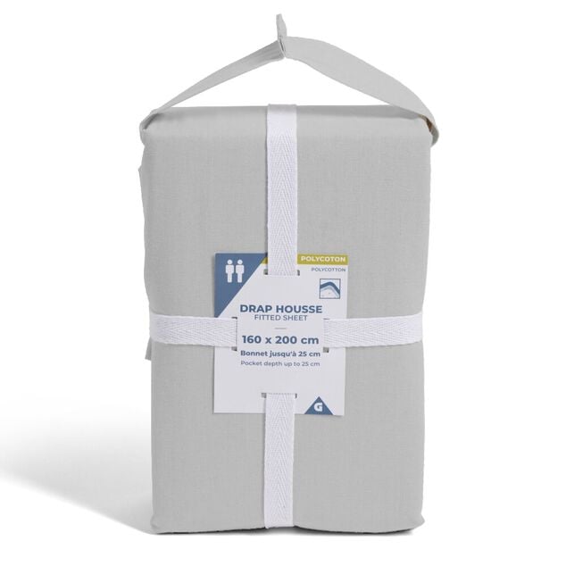 Drap housse 160x200cm polycoton gris
