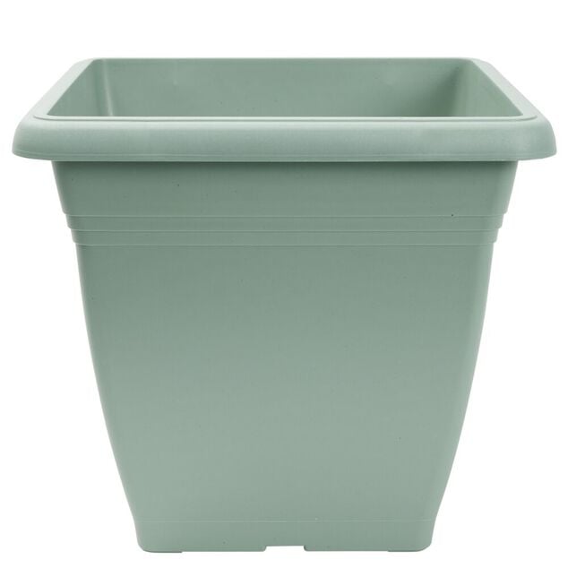 Pot de fleur carr&eacute; 32L plastique vert laurier 40x40xH36cm