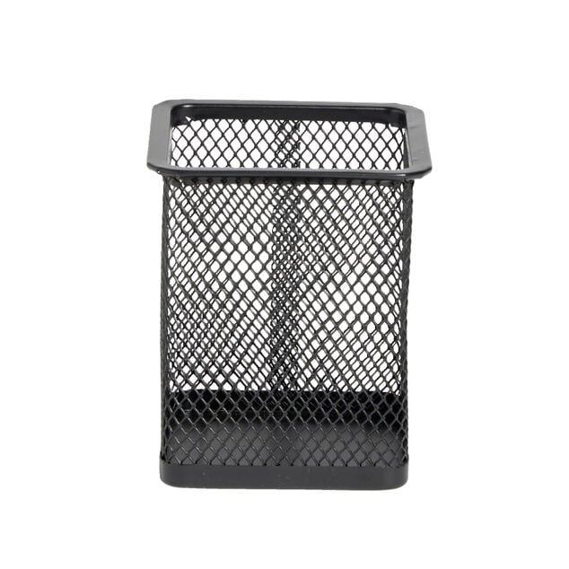 Pot &agrave; crayon m&eacute;tal mesh noir ou blanc 8x8cm