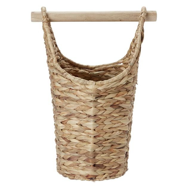 D&eacute;rouleur papier WC bois avec pani&egrave;re imitation osier tress&eacute;