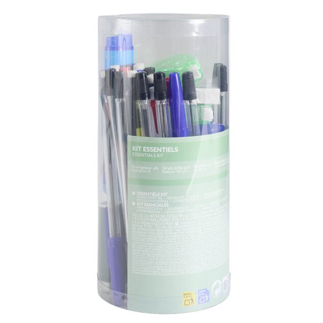 Kit essentiels papeterie 37 pi&egrave;ces