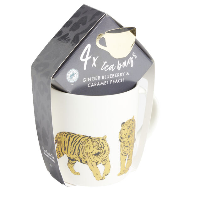 Ensemble mug en fa&iuml;ence avec 4 sachets de th&eacute;