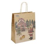 Sac cadeau Noël motif traditionnel paysage 26x12xH32,5cm