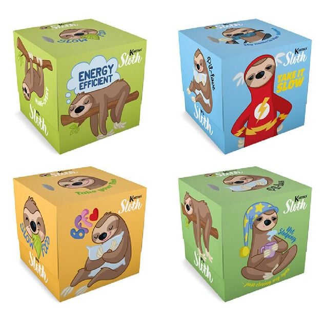 Bo&icirc;te de mouchoirs motif paresseux 56 feuilles &agrave; 3 plis