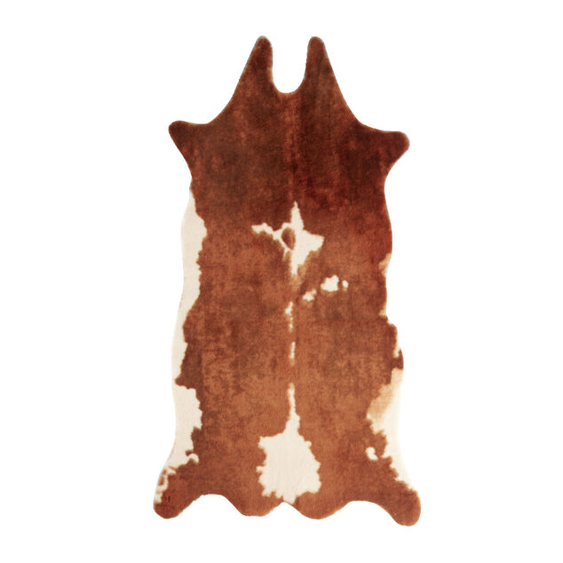 Tapis imitation peau de bête blanc et marron 50x70cm - 2 modèles