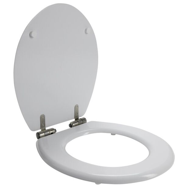 Abattant WC bois blanc motif granit d&eacute;clipsable frein de chute taille universelle