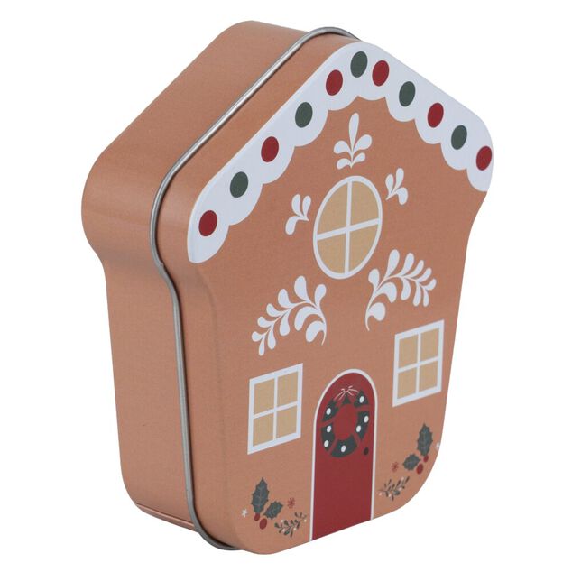 Bo&icirc;te cadeau m&eacute;tal forme maison motif No&euml;l 9xH11cm (3 mod&egrave;les)
