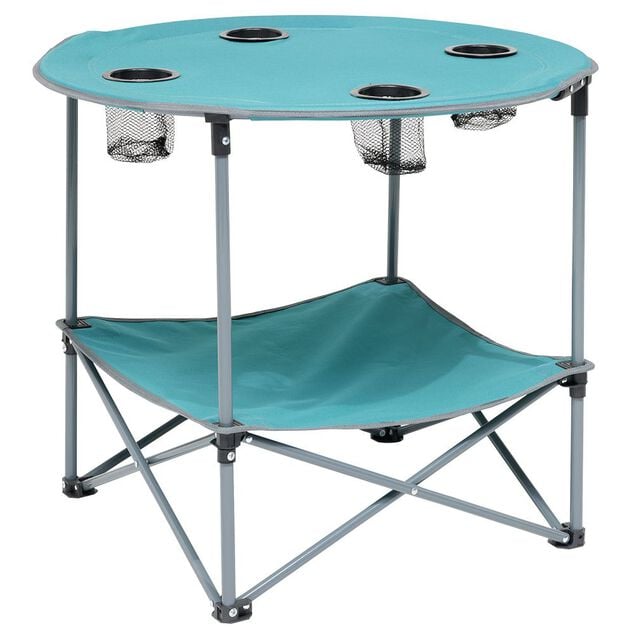 Table de camping pliable avec 4 porte-gobelets &Oslash;70xH.60 cm