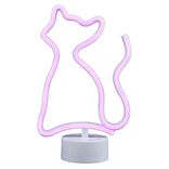 Lampe n&eacute;on sur base forme chat PVC 27x17cm rose