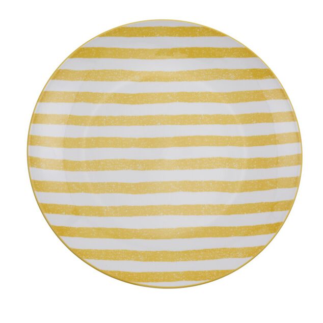 Assiette porcelaine x4 rayures blanches et colorées Ø24cm